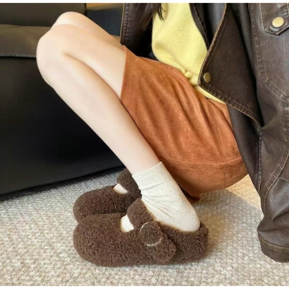 韓國東大門 羊羔毛勃肯包頭半拖鞋 加絨保暖拖鞋 毛毛拖鞋 居家拖鞋 外穿拖鞋 厚底拖鞋 室內拖鞋 家居拖鞋 3751-細節圖4