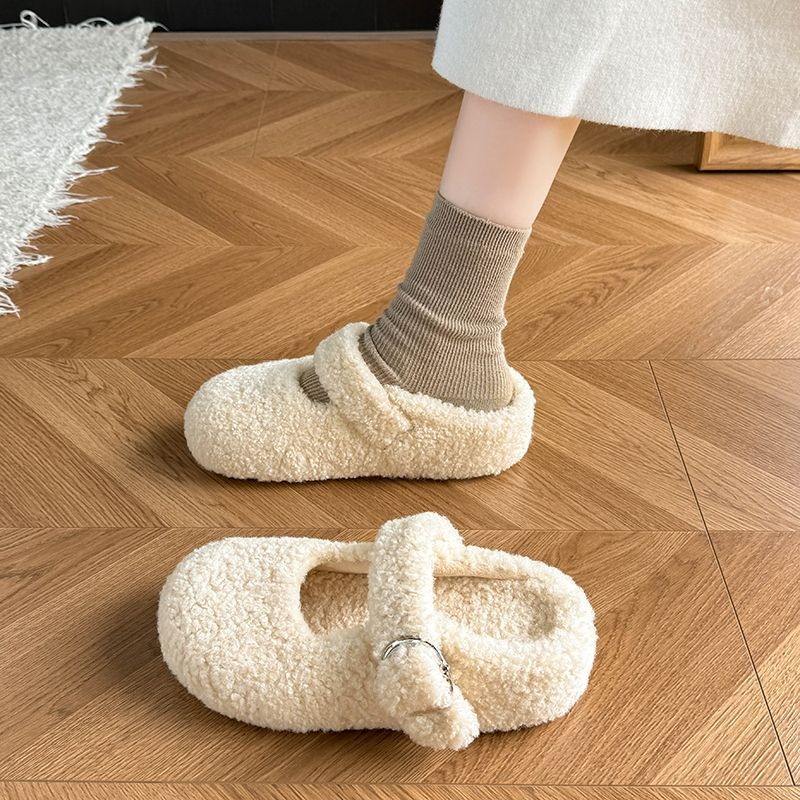 韓國東大門 羊羔毛勃肯包頭半拖鞋 加絨保暖拖鞋 毛毛拖鞋 居家拖鞋 外穿拖鞋 厚底拖鞋 室內拖鞋 家居拖鞋 3751-細節圖7