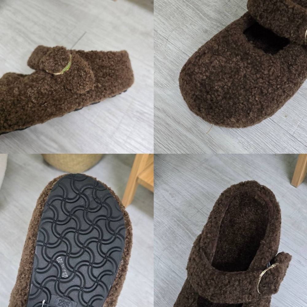韓國東大門 羊羔毛勃肯包頭半拖鞋 加絨保暖拖鞋 毛毛拖鞋 居家拖鞋 外穿拖鞋 厚底拖鞋 室內拖鞋 家居拖鞋 3751-細節圖11