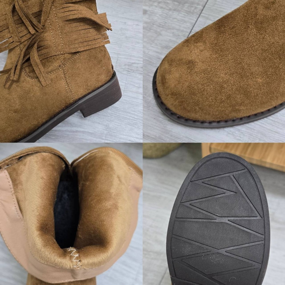 流蘇麂皮中筒靴 後拉鍊軟皮馬丁靴 騎士靴 拉鍊靴 中筒靴 短靴 軟皮單靴 切爾西靴 厚底靴 瘦瘦靴 韓國靴 721B-細節圖11