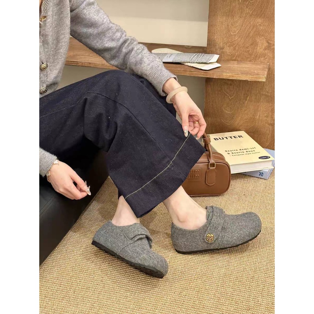 韓國 可愛 毛毛 毛呢 復古 方頭 包頭 一字扣帶 瑪麗珍鞋 平底鞋 包頭鞋 娃娃鞋 韓國女鞋 通勤鞋 休閒鞋 9133-細節圖6