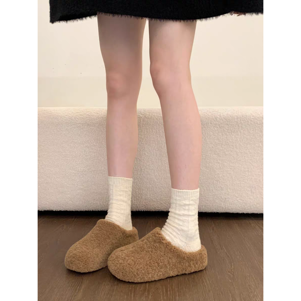 韓國東大門 厚底勃肯羊羔毛毛拖鞋 加絨加厚雪地靴 舒適保暖 毛絨拖鞋 雪靴拖鞋 外穿拖鞋 厚底拖鞋 家居拖鞋 TK912-細節圖6