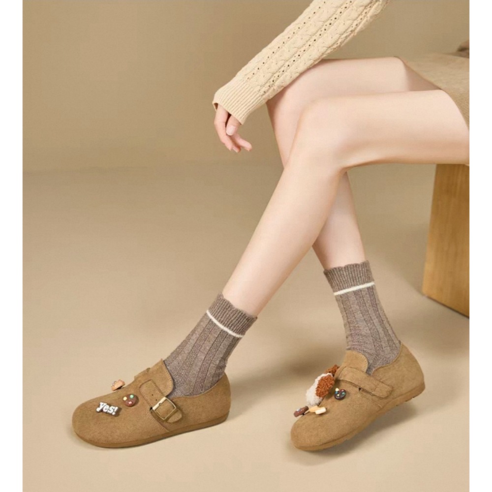 復古圓頭麂皮瑪麗珍鞋 軟底勃肯包鞋 休閒鞋 平底鞋 懶人鞋 包頭鞋 樂福鞋 休閒鞋 柏肯鞋 好穿脫 上班族必備H6816-細節圖2