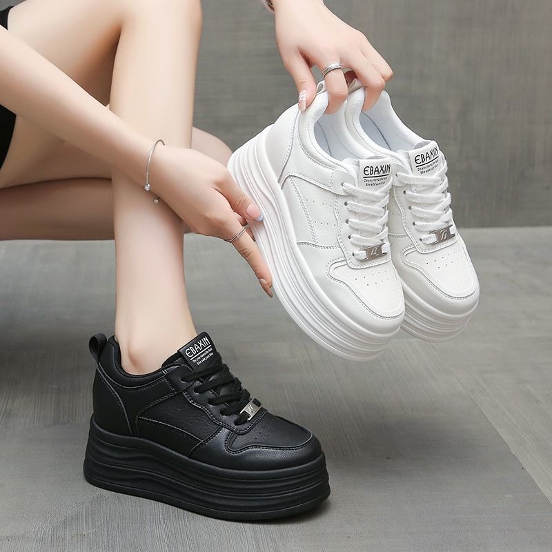 厚底鞋小白鞋 休閒鞋女 增高鞋 內增高女鞋 鬆糕鞋 平底鞋 厚底小白鞋 防滑 舒適 久站不累腳女鞋 久站鞋女 H3731-細節圖2