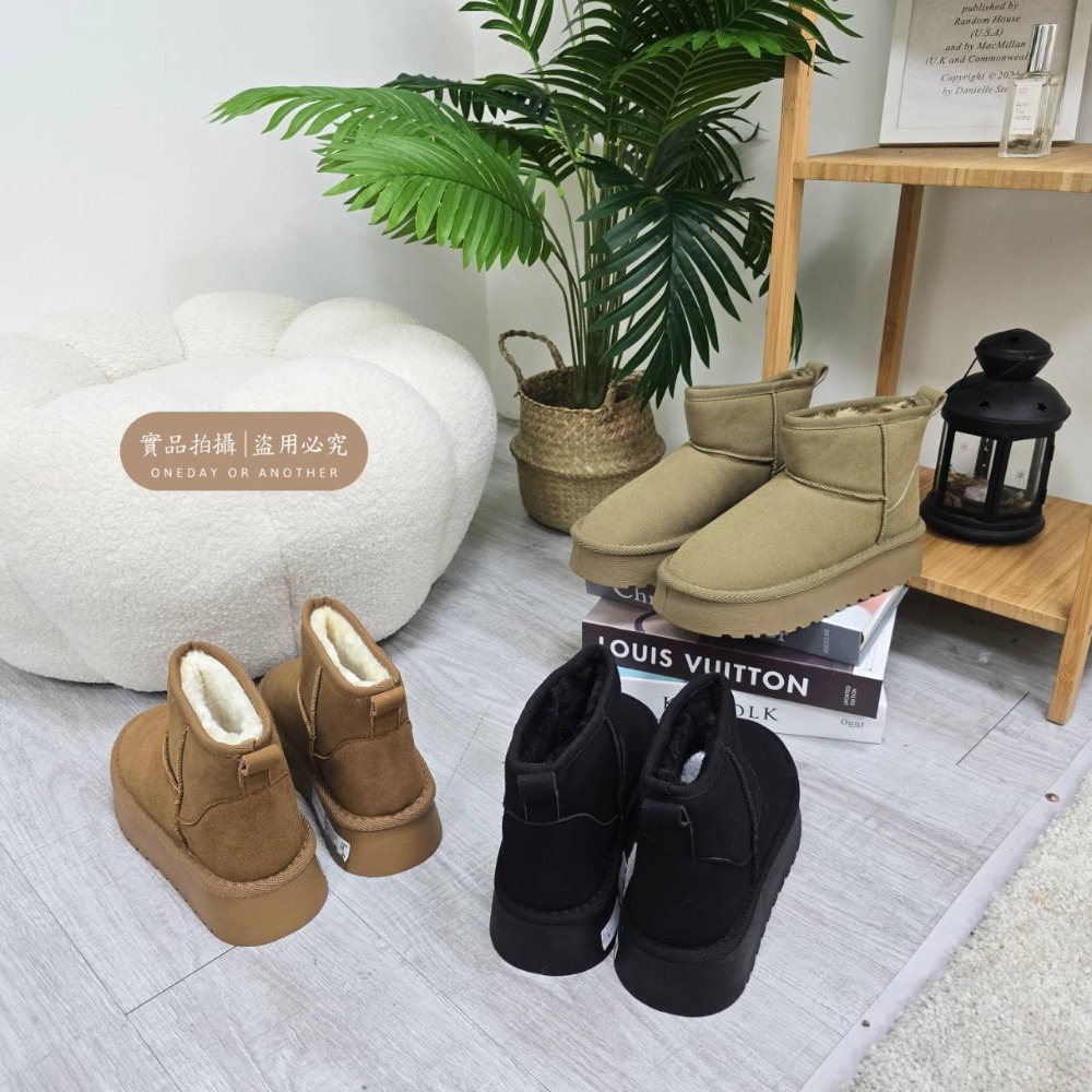 韓國東大門 可愛麂皮毛毛圓頭雪靴 舒適保暖雪靴 厚底毛毛雪靴 內刷毛羊羔毛 雪地靴 增高 厚底 短筒 保暖靴 G9902-細節圖10