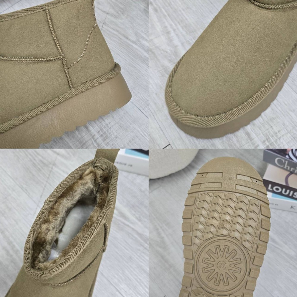 韓國東大門 可愛麂皮毛毛圓頭雪靴 舒適保暖雪靴 厚底毛毛雪靴 內刷毛羊羔毛 雪地靴 增高 厚底 短筒 保暖靴 G9902-細節圖11