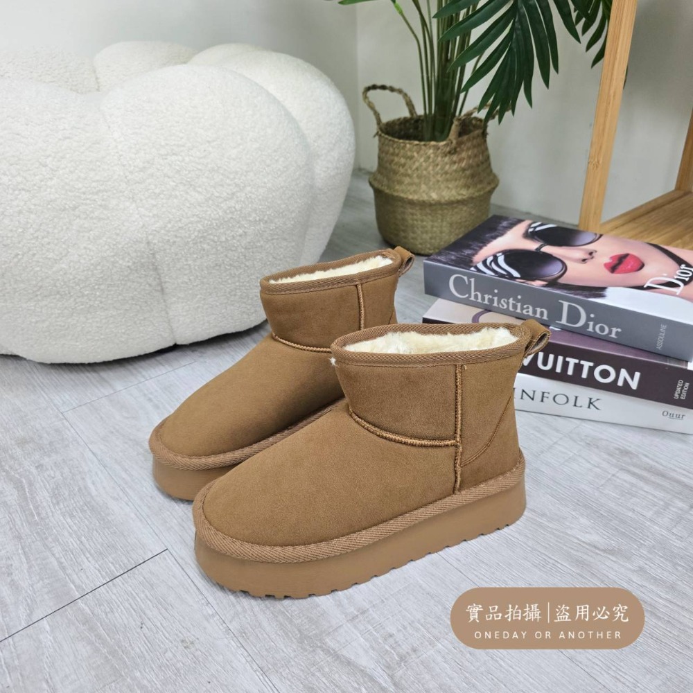 韓國東大門 可愛麂皮毛毛圓頭雪靴 舒適保暖雪靴 厚底毛毛雪靴 內刷毛羊羔毛 雪地靴 增高 厚底 短筒 保暖靴 G9902-規格圖11