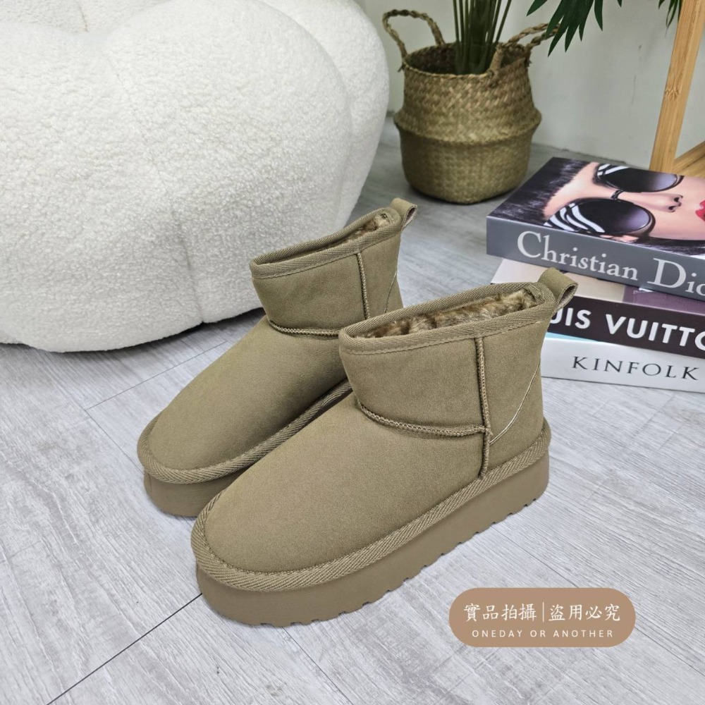 韓國東大門 可愛麂皮毛毛圓頭雪靴 舒適保暖雪靴 厚底毛毛雪靴 內刷毛羊羔毛 雪地靴 增高 厚底 短筒 保暖靴 G9902-規格圖11