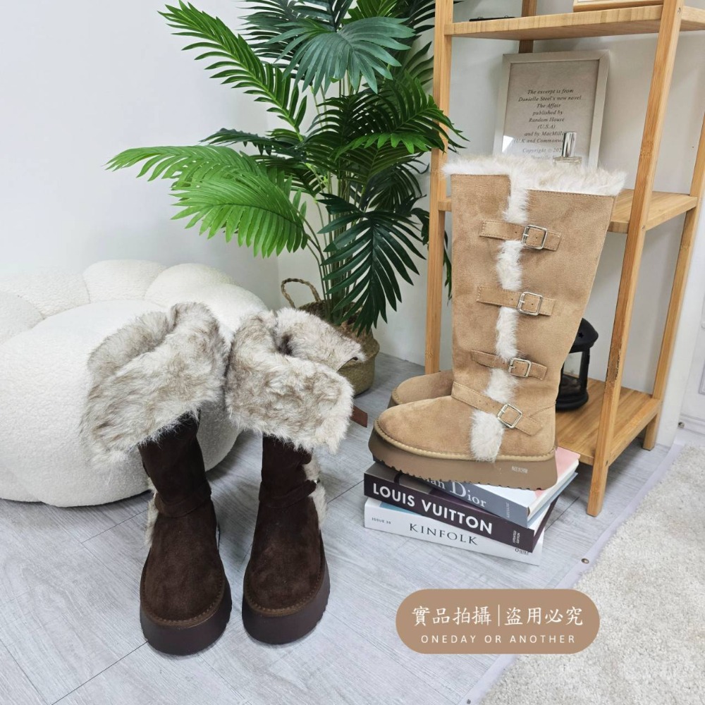 韓國東大門 粗跟厚底雪地靴 保暖加絨加厚短筒靴 防滑毛毛靴 厚底毛毛雪靴 雪地靴 增高 厚底 短筒 保暖靴 672-細節圖9