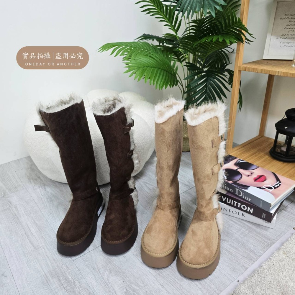 韓國東大門 粗跟厚底雪地靴 保暖加絨加厚短筒靴 防滑毛毛靴 厚底毛毛雪靴 雪地靴 增高 厚底 短筒 保暖靴 672-細節圖10