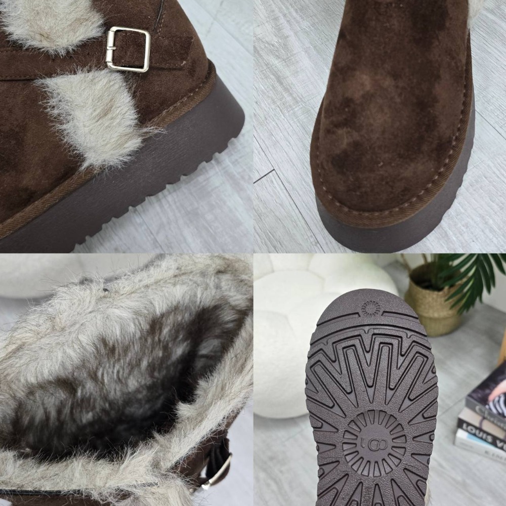 韓國東大門 粗跟厚底雪地靴 保暖加絨加厚短筒靴 防滑毛毛靴 厚底毛毛雪靴 雪地靴 增高 厚底 短筒 保暖靴 672-細節圖11