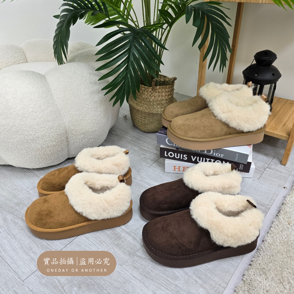 韓國東大門 可愛麂皮毛毛圓頭雪靴 舒適保暖雪靴 厚底毛毛雪靴 內刷毛羊羔毛 雪地靴 增高 厚底 短筒 保暖靴 3211A-細節圖2