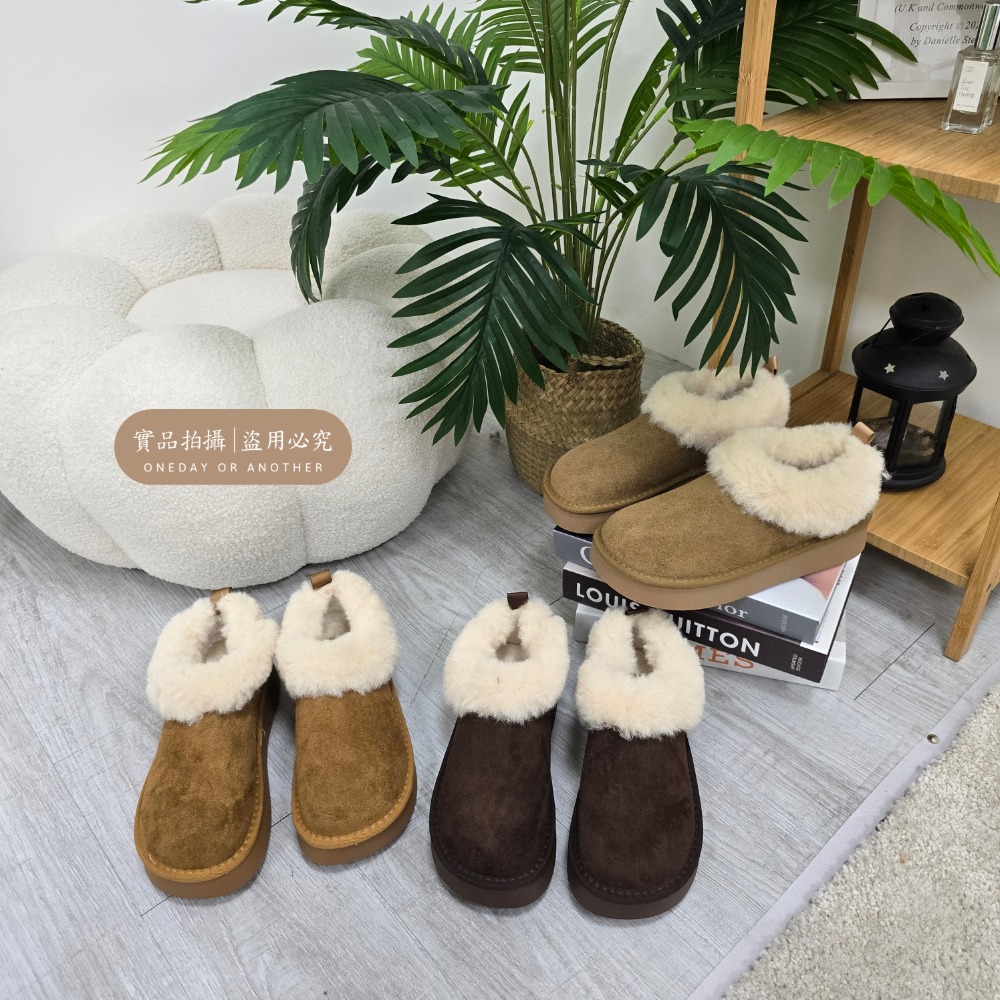 韓國東大門 可愛麂皮毛毛圓頭雪靴 舒適保暖雪靴 厚底毛毛雪靴 內刷毛羊羔毛 雪地靴 增高 厚底 短筒 保暖靴 3211A-細節圖3