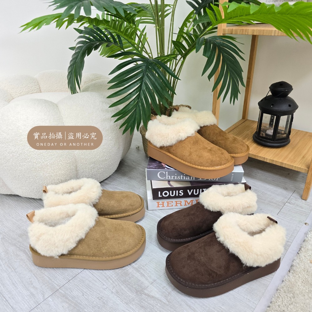 韓國東大門 可愛麂皮毛毛圓頭雪靴 舒適保暖雪靴 厚底毛毛雪靴 內刷毛羊羔毛 雪地靴 增高 厚底 短筒 保暖靴 3211A-細節圖4