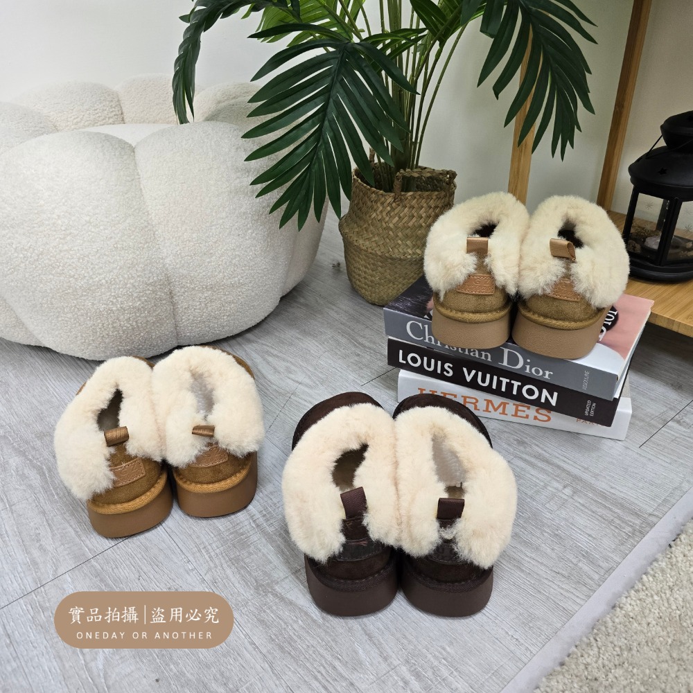 韓國東大門 可愛麂皮毛毛圓頭雪靴 舒適保暖雪靴 厚底毛毛雪靴 內刷毛羊羔毛 雪地靴 增高 厚底 短筒 保暖靴 3211A-細節圖5