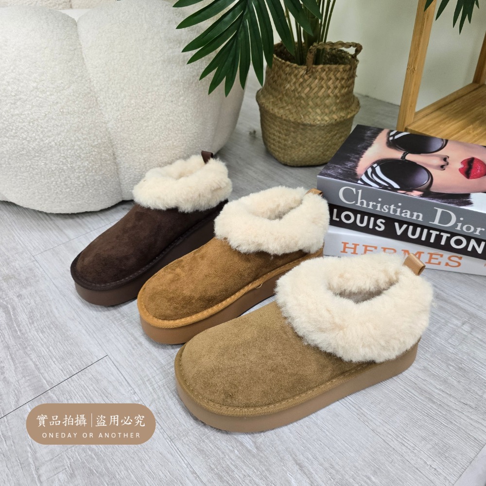 韓國東大門 可愛麂皮毛毛圓頭雪靴 舒適保暖雪靴 厚底毛毛雪靴 內刷毛羊羔毛 雪地靴 增高 厚底 短筒 保暖靴 3211A-細節圖6