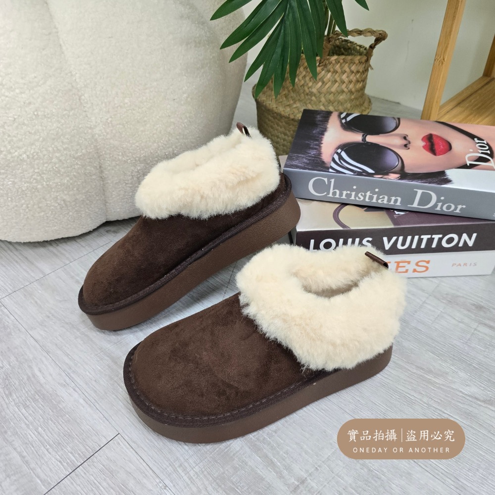 韓國東大門 可愛麂皮毛毛圓頭雪靴 舒適保暖雪靴 厚底毛毛雪靴 內刷毛羊羔毛 雪地靴 增高 厚底 短筒 保暖靴 3211A-規格圖8