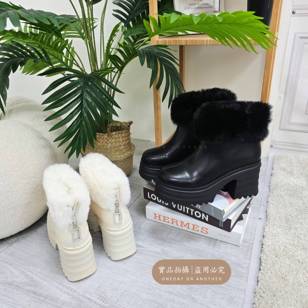 韓國東大門 羊羔翻毛厚底雪靴 保暖內刷毛羊羔毛 防水雪靴 雪地靴 增高 厚底 靴子 短筒靴 保暖靴 內鋪毛 3001A-細節圖9