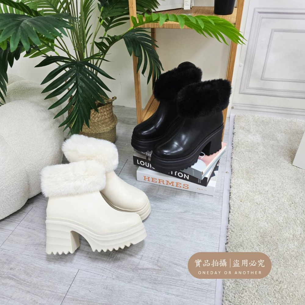 韓國東大門 羊羔翻毛厚底雪靴 保暖內刷毛羊羔毛 防水雪靴 雪地靴 增高 厚底 靴子 短筒靴 保暖靴 內鋪毛 3001A-細節圖10