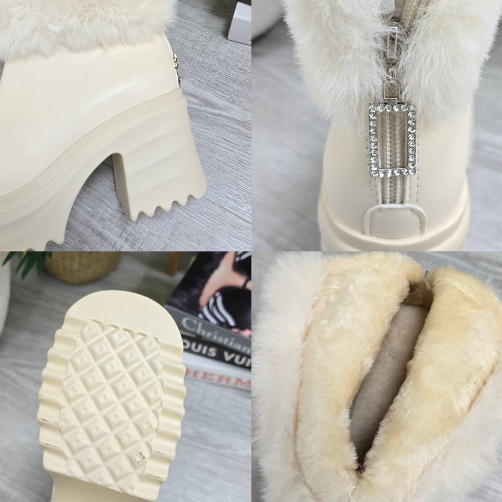 韓國東大門 羊羔翻毛厚底雪靴 保暖內刷毛羊羔毛 防水雪靴 雪地靴 增高 厚底 靴子 短筒靴 保暖靴 內鋪毛 3001A-細節圖11