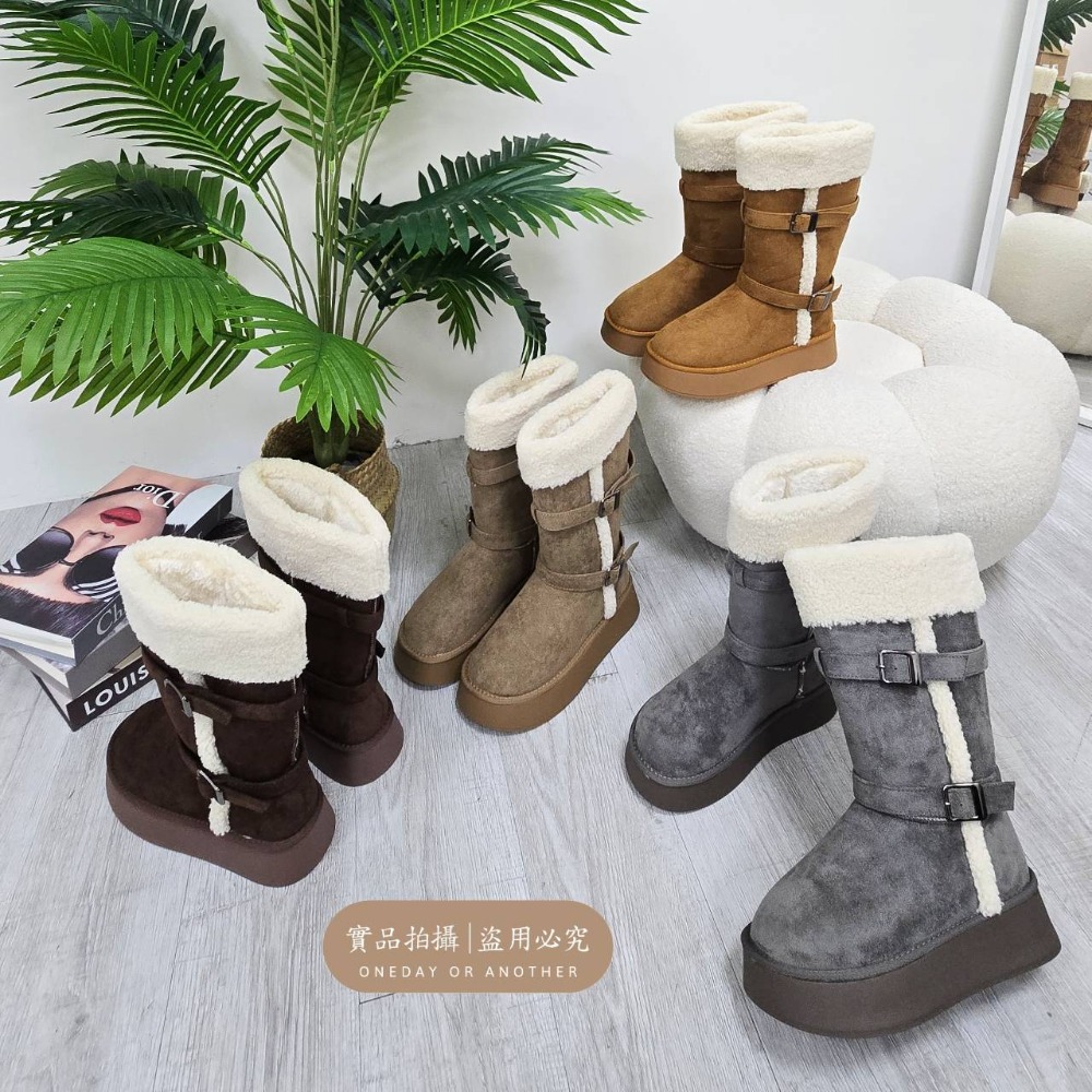 韓國東大門 毛茸茸保暖長筒雪靴 加絨加厚毛毛雪地靴 不過膝長靴 騎士靴 韓版厚底靴 長靴女 高筒靴 騎士靴 888-3-細節圖4