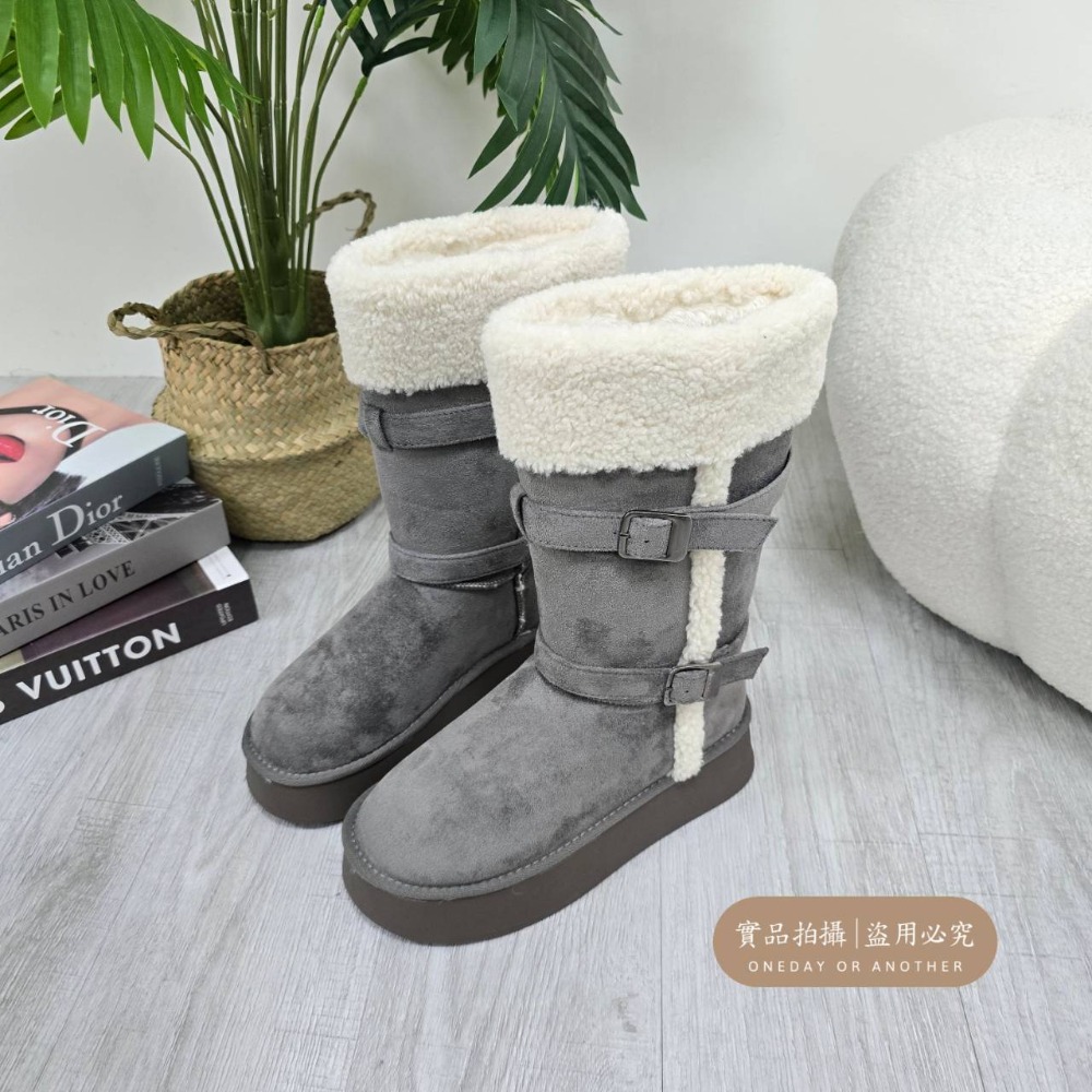 韓國東大門 毛茸茸保暖長筒雪靴 加絨加厚毛毛雪地靴 不過膝長靴 騎士靴 韓版厚底靴 長靴女 高筒靴 騎士靴 888-3-規格圖9