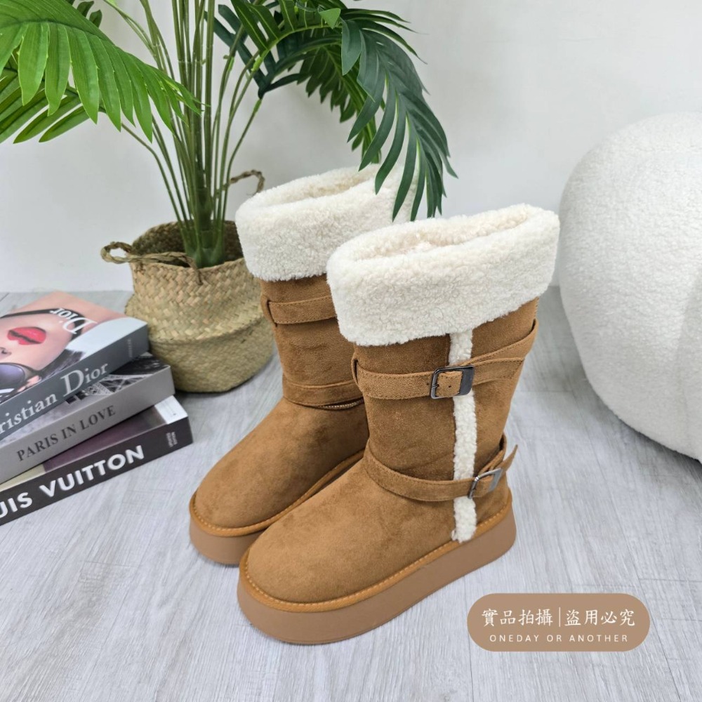 韓國東大門 毛茸茸保暖長筒雪靴 加絨加厚毛毛雪地靴 不過膝長靴 騎士靴 韓版厚底靴 長靴女 高筒靴 騎士靴 888-3-規格圖9