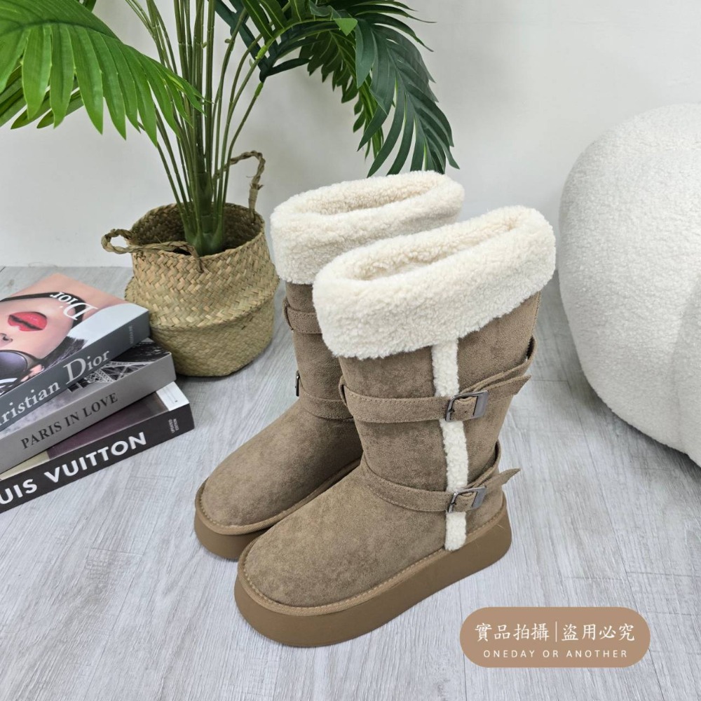 韓國東大門 毛茸茸保暖長筒雪靴 加絨加厚毛毛雪地靴 不過膝長靴 騎士靴 韓版厚底靴 長靴女 高筒靴 騎士靴 888-3-規格圖9