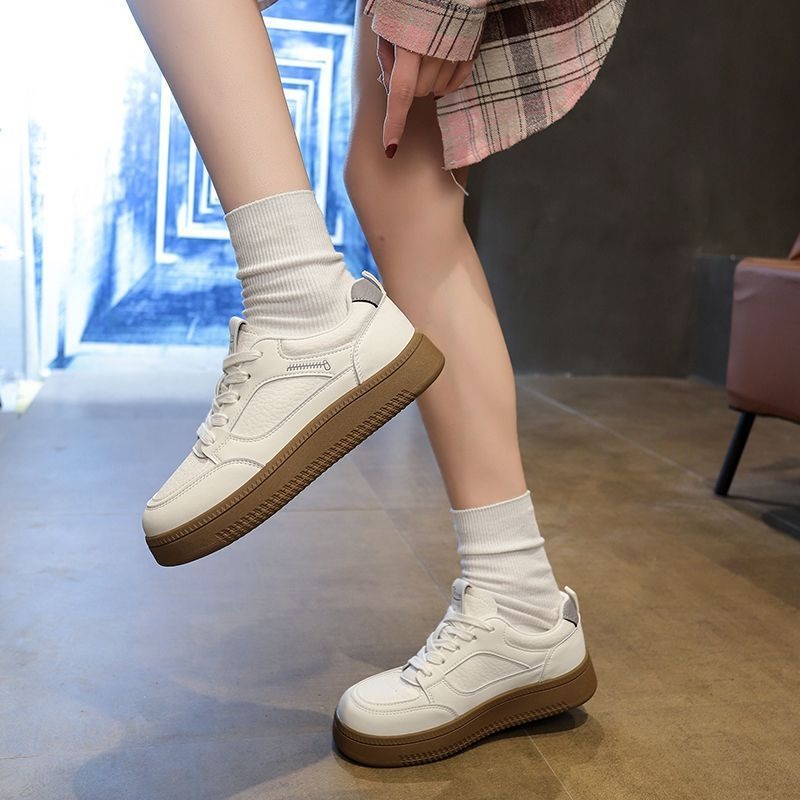 防潑水♥️韓版皮革小白鞋 輕量 白鞋 白球鞋 增高鞋 平底鞋 休閒鞋 布鞋 白布鞋 懶人鞋 學生鞋 8575-細節圖3