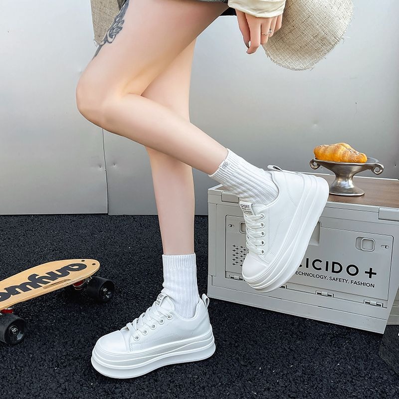 防潑水♥️韓版皮革小白鞋 輕量 白鞋 白球鞋 增高鞋 平底鞋 休閒鞋 布鞋 白布鞋 懶人鞋 學生鞋 L25-細節圖5