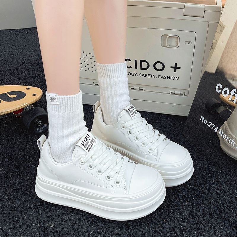 防潑水♥️韓版皮革小白鞋 輕量 白鞋 白球鞋 增高鞋 平底鞋 休閒鞋 布鞋 白布鞋 懶人鞋 學生鞋 L25-細節圖6