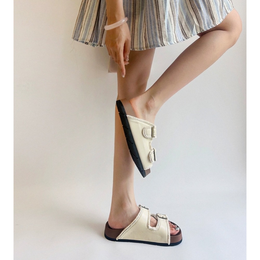 大牌感雙帶拖鞋 羅馬鞋 平底涼拖鞋 平底涼鞋 女生涼拖鞋 防滑涼拖鞋 舒適拖鞋 防滑橡膠底 海灘拖 輕便拖 H6148-細節圖5