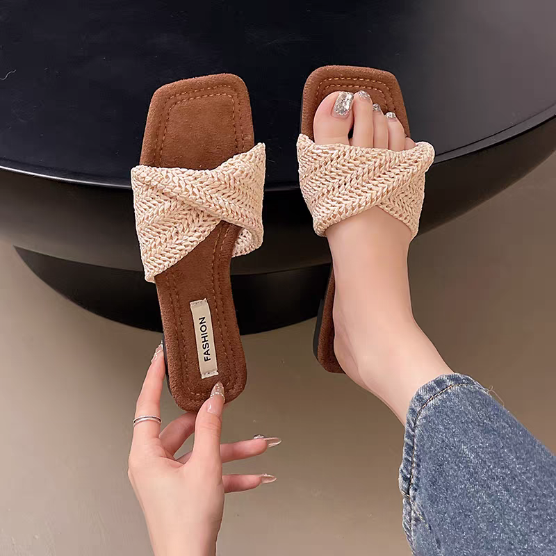 韓國東大門 質感扭結拖鞋 羅馬鞋 平底涼拖鞋 平底涼鞋 女生涼拖鞋 防滑涼拖鞋 舒適拖鞋 防滑橡膠底 海灘拖 H1101-細節圖5