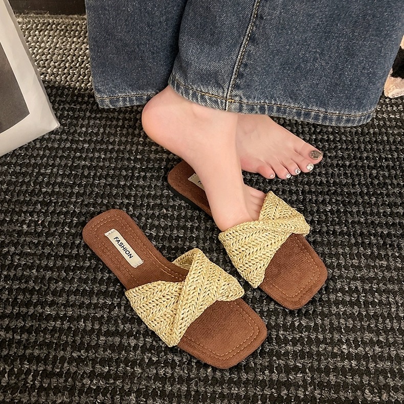 韓國東大門 質感扭結拖鞋 羅馬鞋 平底涼拖鞋 平底涼鞋 女生涼拖鞋 防滑涼拖鞋 舒適拖鞋 防滑橡膠底 海灘拖 H1101-細節圖7