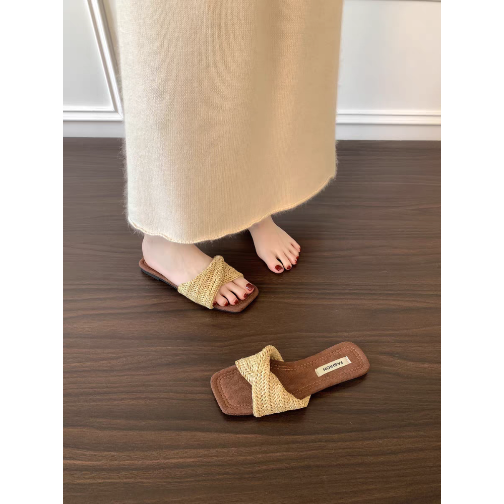 韓國東大門 質感扭結拖鞋 羅馬鞋 平底涼拖鞋 平底涼鞋 女生涼拖鞋 防滑涼拖鞋 舒適拖鞋 防滑橡膠底 海灘拖 H1101-細節圖8