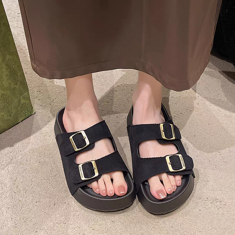 自留款 經典雙帶休閒厚底拖鞋 拖鞋女外出 平底涼拖鞋 涼拖鞋 厚底拖鞋 軟底拖鞋 涼拖鞋 外出拖鞋 勃肯鞋 H5623-細節圖3