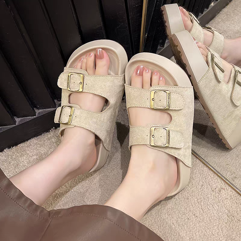 自留款 經典雙帶休閒厚底拖鞋 拖鞋女外出 平底涼拖鞋 涼拖鞋 厚底拖鞋 軟底拖鞋 涼拖鞋 外出拖鞋 勃肯鞋 H5623-細節圖5