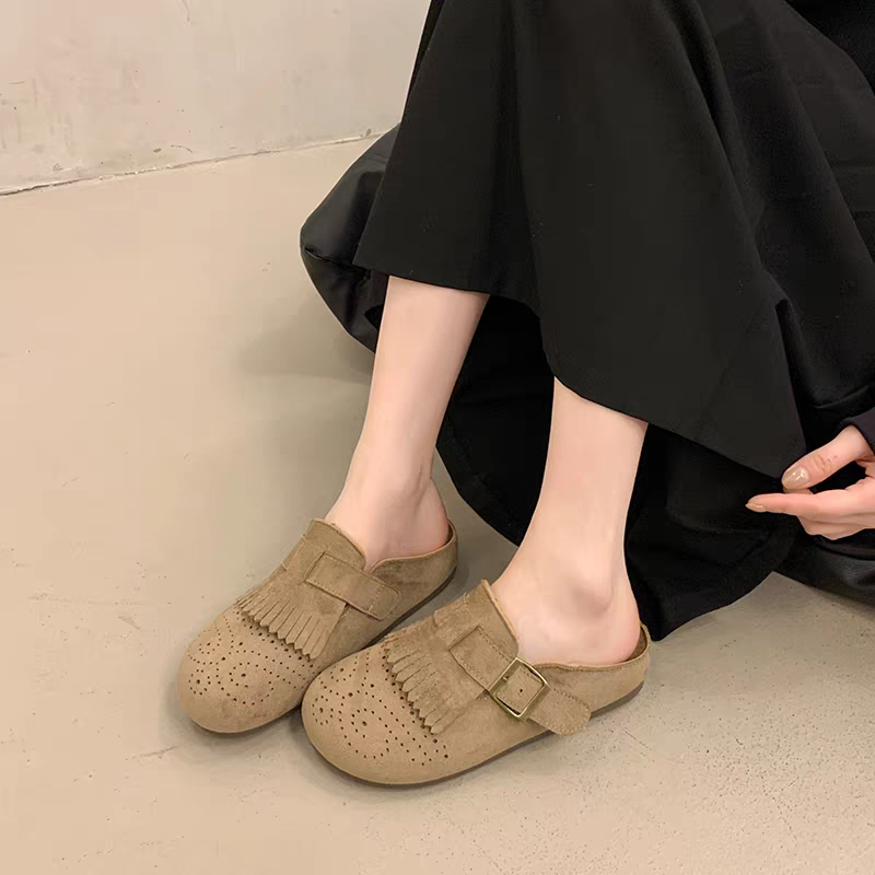 大尺碼42 韓國同款 懶人拖 軟Q底 包頭鞋 半包鞋 懶人鞋 半拖 包頭拖鞋 涼鞋 拖鞋女 室內拖鞋 外穿拖鞋H7938-細節圖2