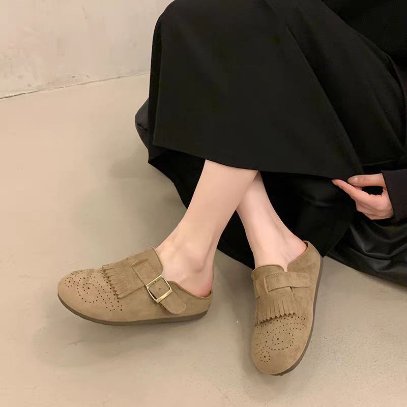 大尺碼42 韓國同款 懶人拖 軟Q底 包頭鞋 半包鞋 懶人鞋 半拖 包頭拖鞋 涼鞋 拖鞋女 室內拖鞋 外穿拖鞋H7938-細節圖4