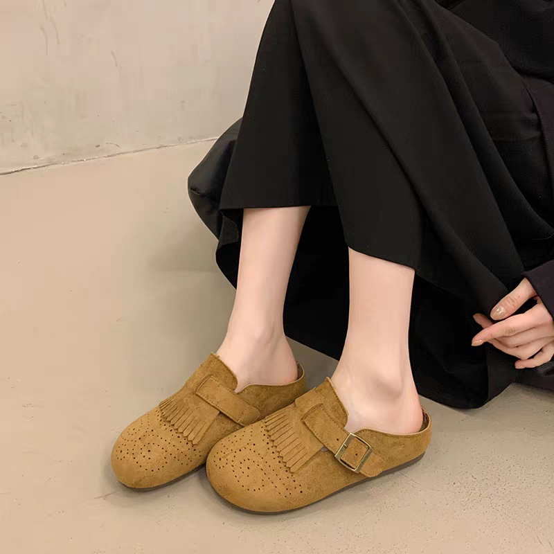 大尺碼42 韓國同款 懶人拖 軟Q底 包頭鞋 半包鞋 懶人鞋 半拖 包頭拖鞋 涼鞋 拖鞋女 室內拖鞋 外穿拖鞋H7938-細節圖6