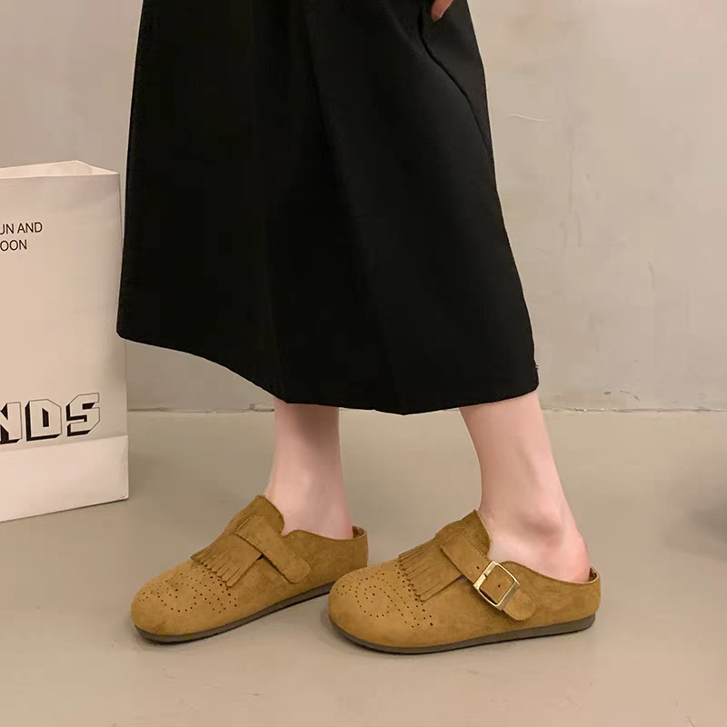 大尺碼42 韓國同款 懶人拖 軟Q底 包頭鞋 半包鞋 懶人鞋 半拖 包頭拖鞋 涼鞋 拖鞋女 室內拖鞋 外穿拖鞋H7938-細節圖7