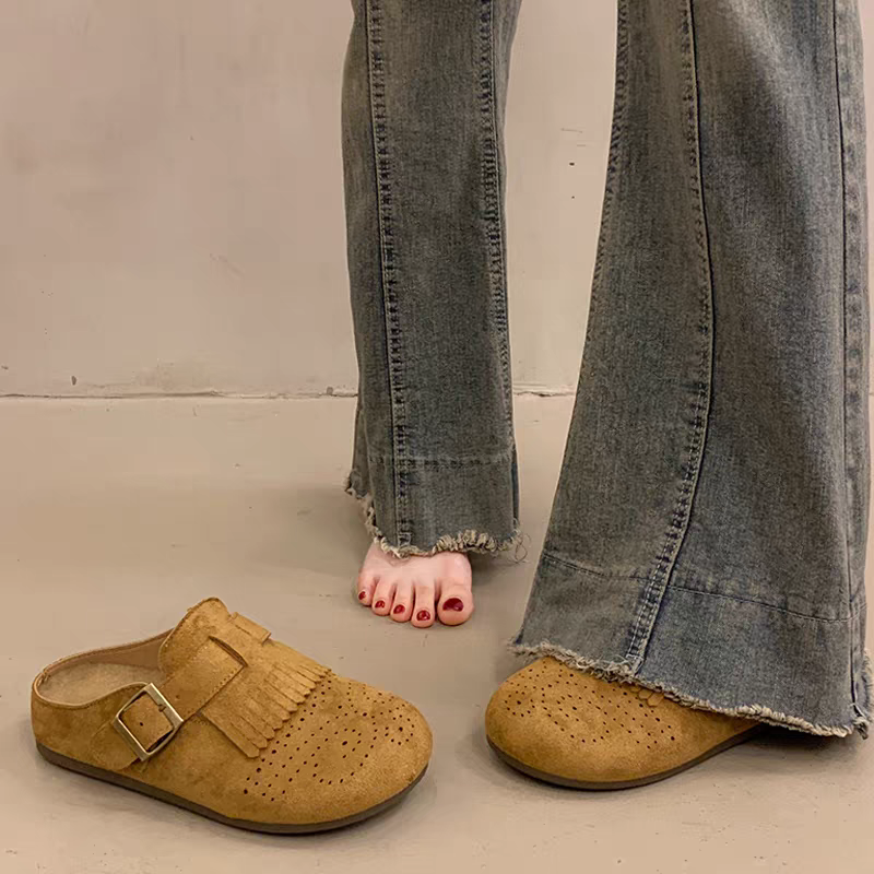 大尺碼42 韓國同款 懶人拖 軟Q底 包頭鞋 半包鞋 懶人鞋 半拖 包頭拖鞋 涼鞋 拖鞋女 室內拖鞋 外穿拖鞋H7938-細節圖9