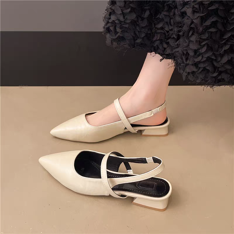 韓國東大門 尖頭跟鞋 瑪麗珍鞋後帶涼鞋 尖頭前包後涼鞋 尖頭跟鞋 低跟鞋 涼鞋 尖頭鞋 OL 通勤 瑪麗珍鞋 G6250-細節圖6