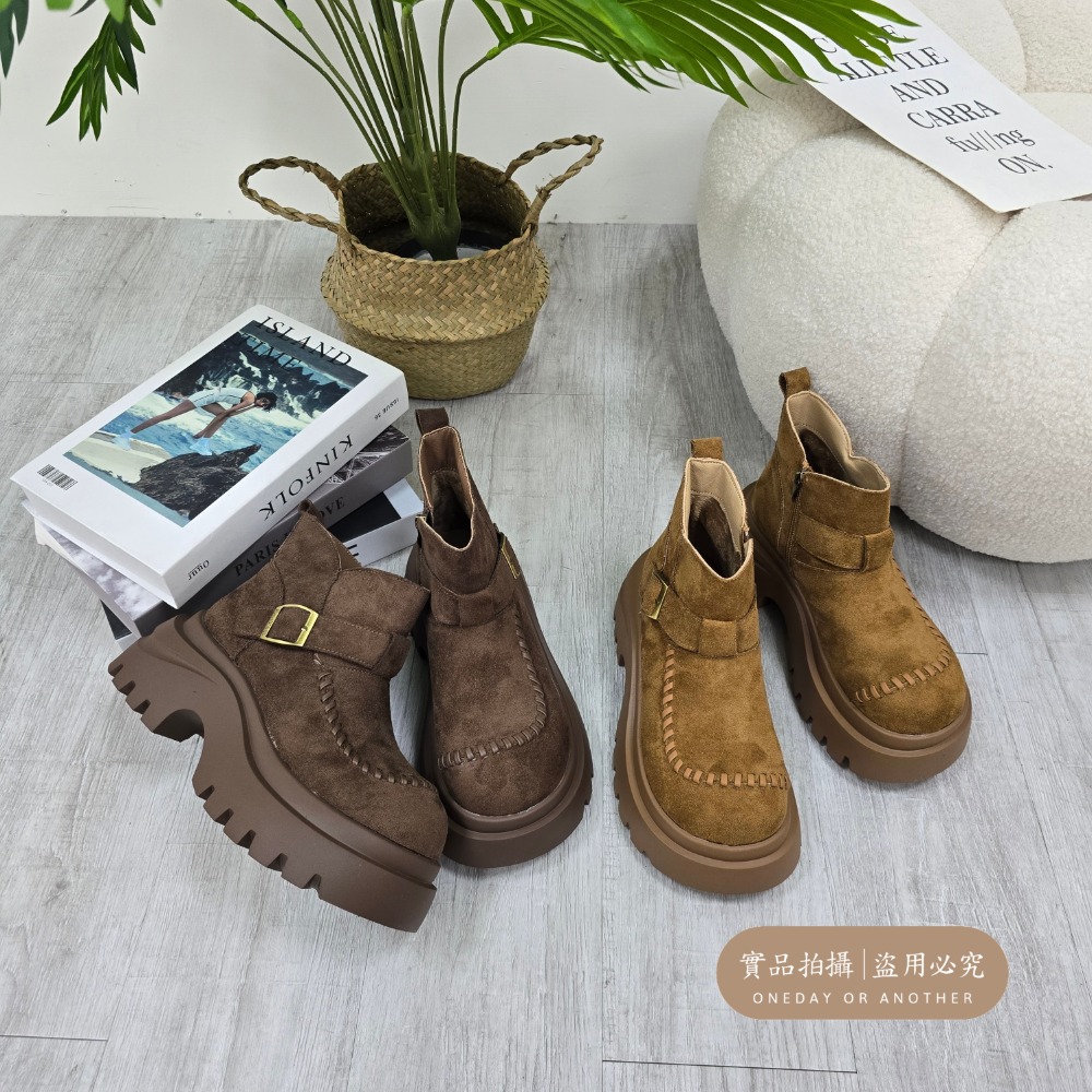 韓國東大門 可愛麂皮毛毛圓頭雪靴 舒適保暖雪靴 厚底毛毛雪靴 內刷毛羊羔毛 雪地靴 增高 厚底 短筒 保暖靴 9-1-細節圖9