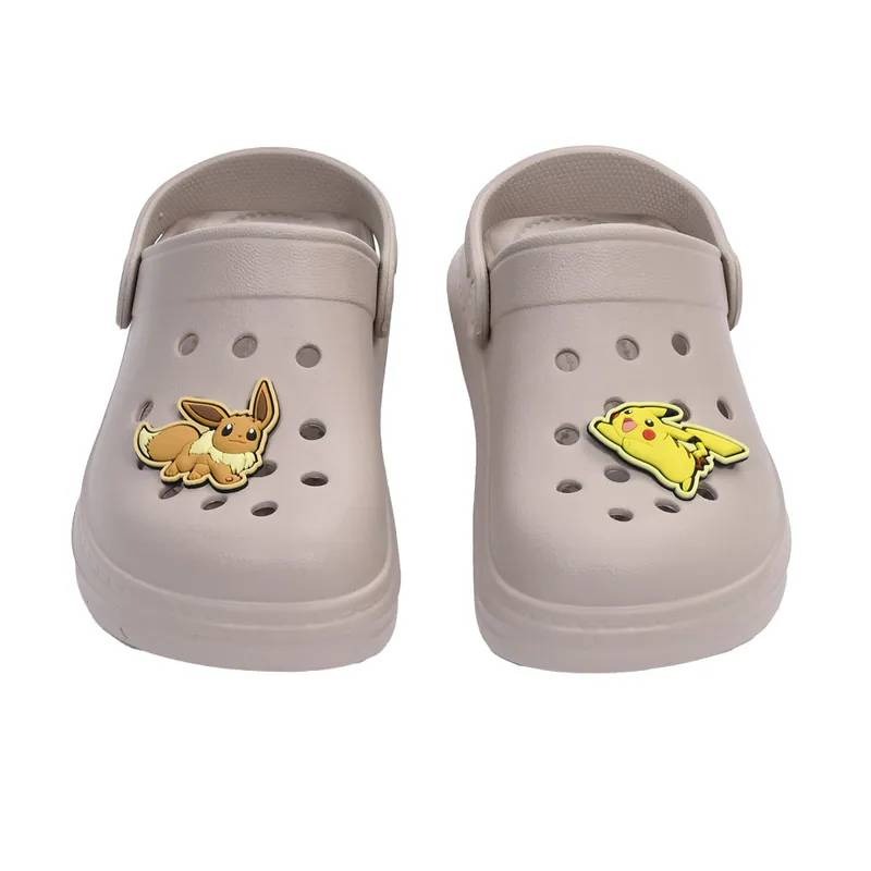 Disney 寶可夢童鞋Pokémon正版授權 皮卡丘與伊布 立體飾釦防水洞洞鞋 童鞋 奶茶 經銷授權 P24653-細節圖9