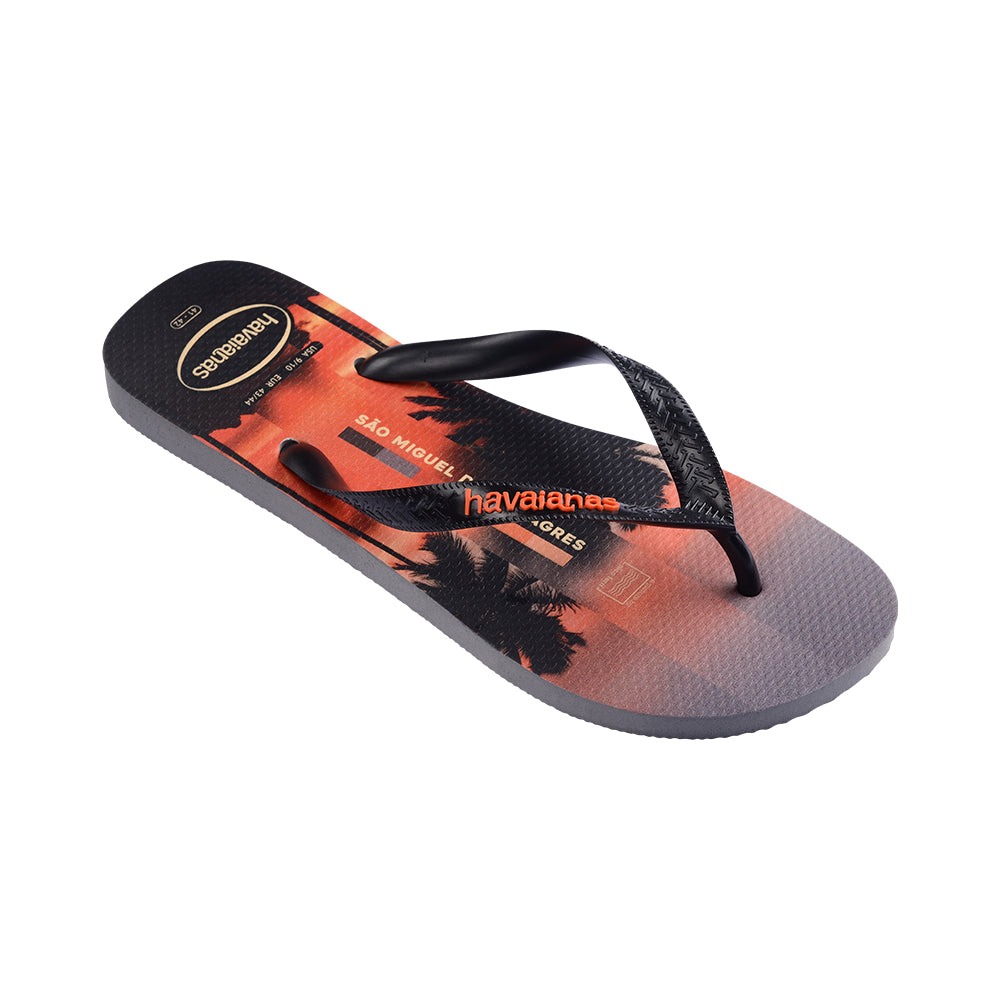 havaianas 哈瓦仕 拖鞋 男鞋 夾腳拖 風景 夕陽 Top Surfer I 橘黑 4149971-7345M-細節圖8