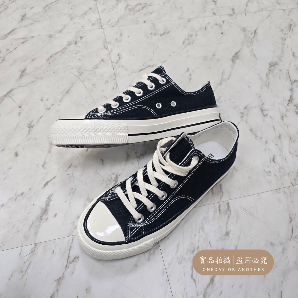 男女低筒帆布鞋 奶油頭 黑低 黑色 黑白 全黑鞋 經典款 情侶鞋 素面帆布鞋 休閒鞋 小白鞋 通勤鞋 平底鞋MIS-18-細節圖9