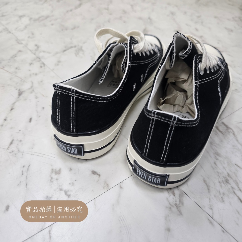 男女低筒帆布鞋 奶油頭 黑低 黑色 黑白 全黑鞋 經典款 情侶鞋 素面帆布鞋 休閒鞋 小白鞋 通勤鞋 平底鞋MIS-18-細節圖10