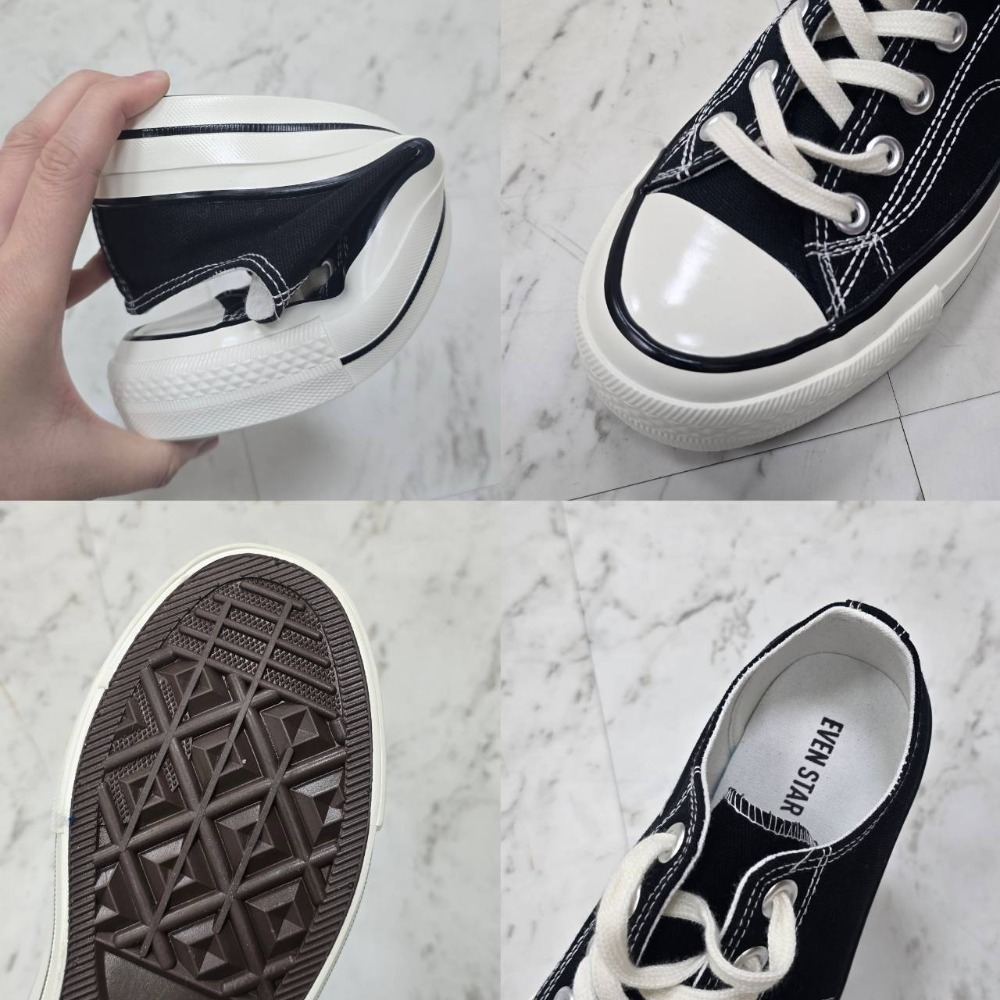 男女低筒帆布鞋 奶油頭 黑低 黑色 黑白 全黑鞋 經典款 情侶鞋 素面帆布鞋 休閒鞋 小白鞋 通勤鞋 平底鞋MIS-18-細節圖11