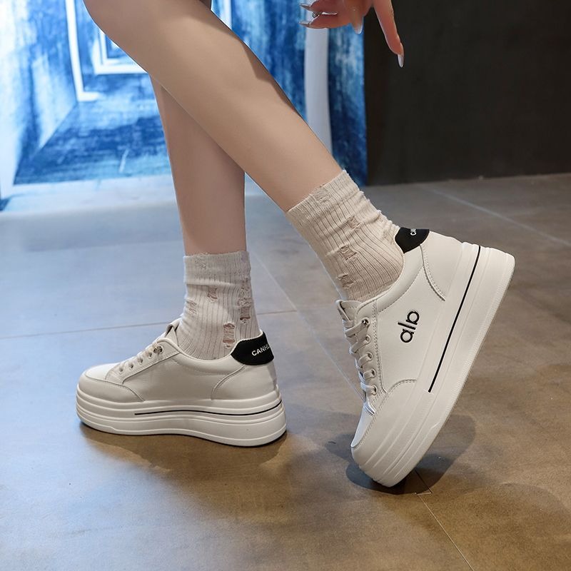 防潑水大牌感免綁帶厚底小白鞋 軟皮革 超柔軟超好穿 舒適透氣 軟皮小白鞋 休閒鞋 平底鞋 白布鞋 懶人鞋 8839-細節圖2